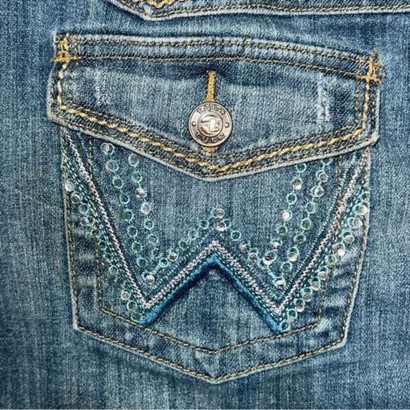 Tyte Distressed Denim Skirt Women Size 11 Mid Rise Raw Hem Vintage Inspired - Picture 7 of 11